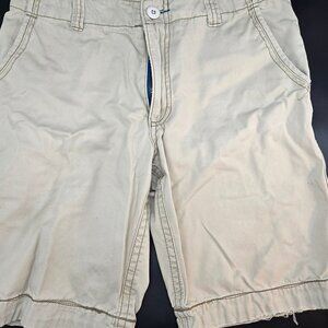 Aeropostale Beige Shorts A87 Mens Size 30 Distressed Tan Adjustable Waist JJ4161